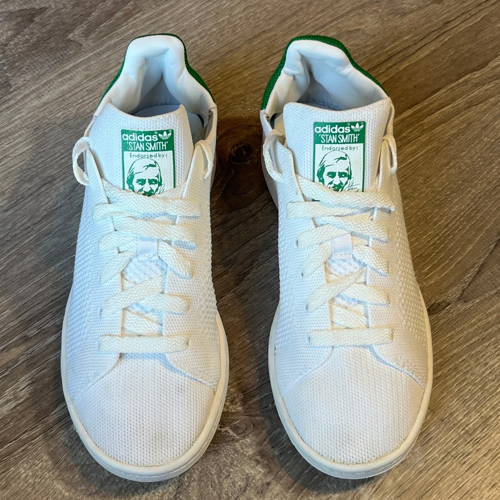 Adidas Stan Smith Primeknit Kids White Green Sneakers S75351 Size‎ 4Y